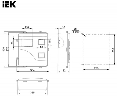 Корпус пластиковый ЩУРн-П 3/6 392х353х132 IP55 MSP306-3-55 IEK
